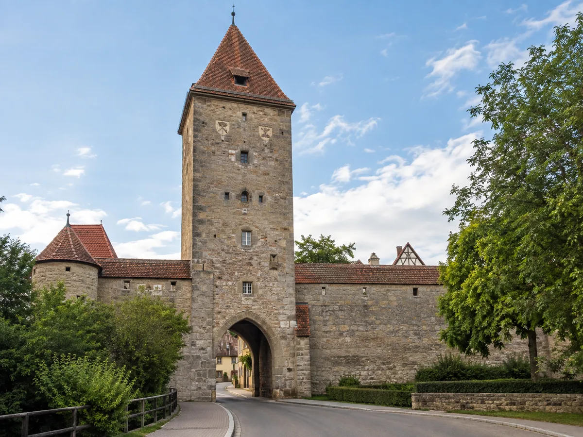 Eines der historischen Stadttore von Dinkelsbühl mit Wehrturm
